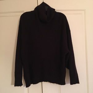 Drop shoulder cowl neck sweater